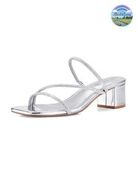 Strappy Chunky Block Heel Mules Square Toe Slip On Low Heel Sandals
